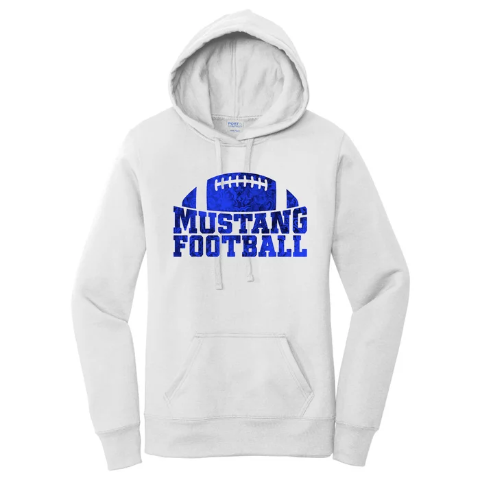 Friendswood Mustangs Football Pattern Royal Women's Pullover Hoodie