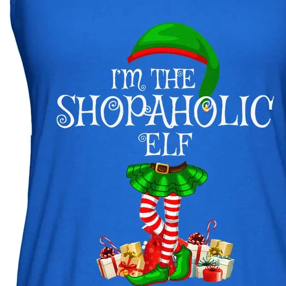 Family Matching Funny The Shopaholic Elf Christmas Ladies Essential Flowy Tank