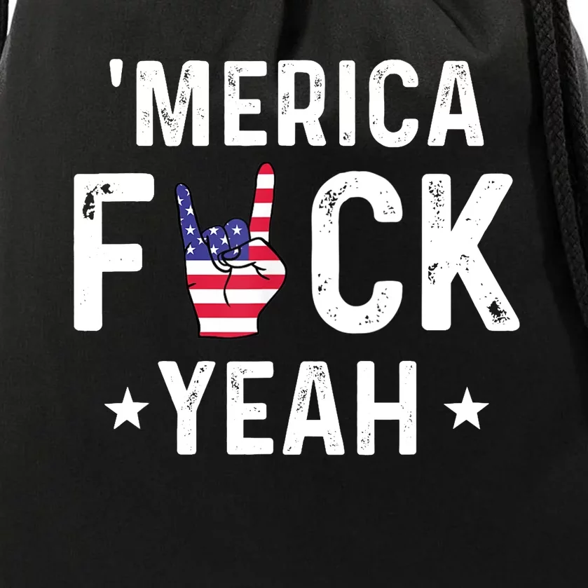 Funny Merica Fuck Yeah 4th Of July Drawstring Bag