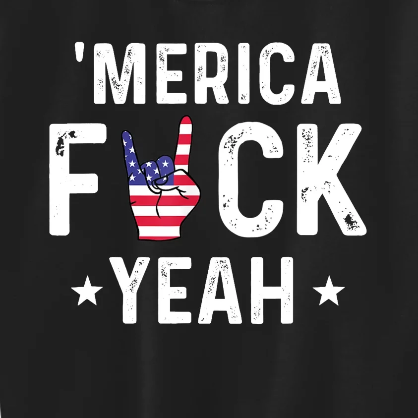 Funny Merica Fuck Yeah 4th Of July Kids Sweatshirt