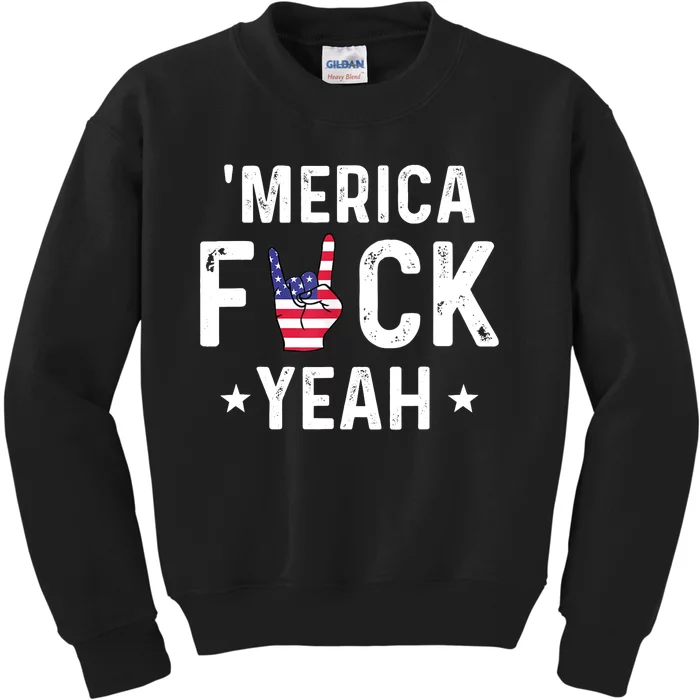 Funny Merica Fuck Yeah 4th Of July Kids Sweatshirt