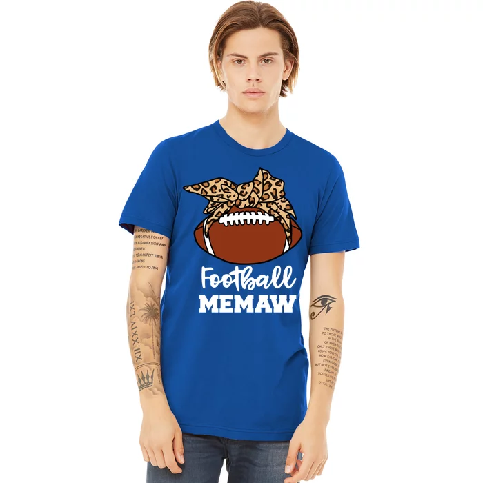 Football Memaw Funny Football Player Leopard Memaw Gift Premium T-Shirt