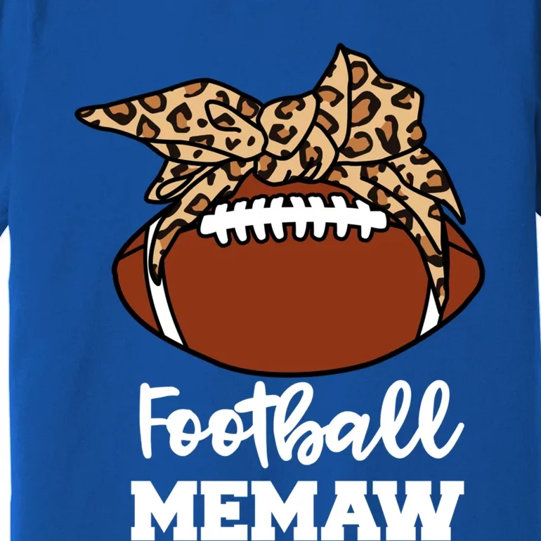 Football Memaw Funny Football Player Leopard Memaw Gift Premium T-Shirt