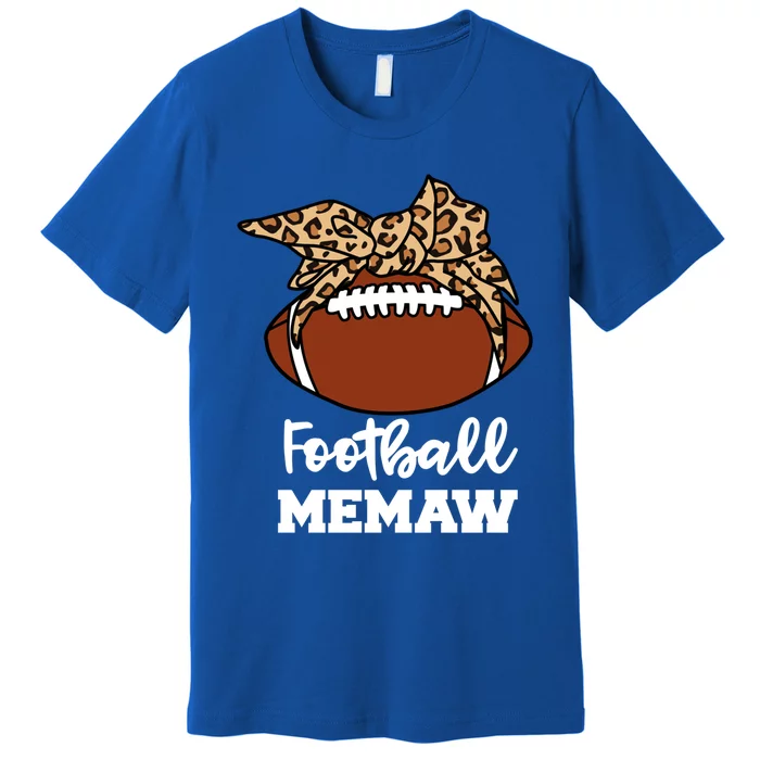 Football Memaw Funny Football Player Leopard Memaw Gift Premium T-Shirt