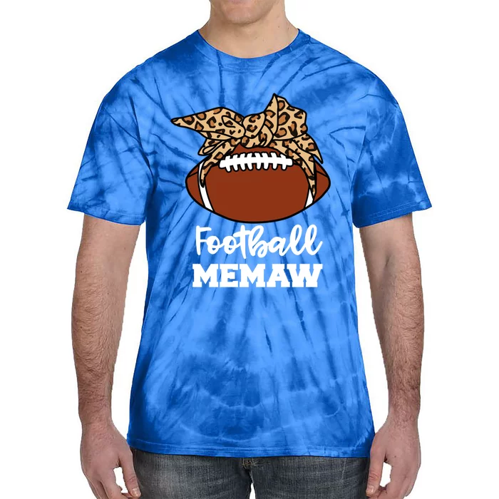 Football Memaw Funny Football Player Leopard Memaw Gift Tie-Dye T-Shirt