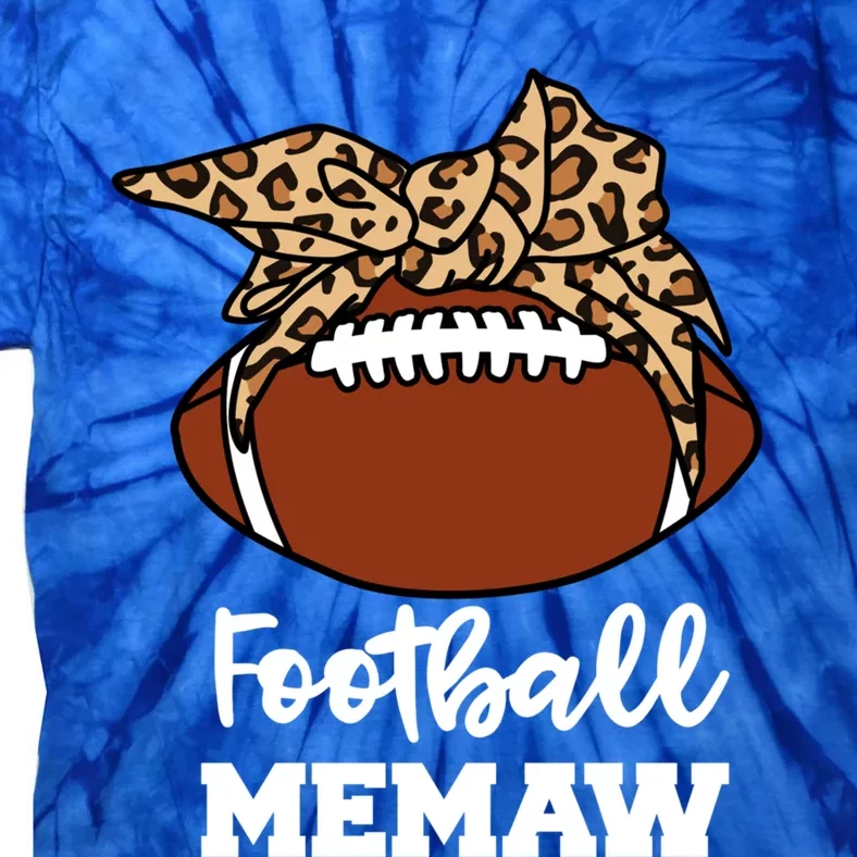 Football Memaw Funny Football Player Leopard Memaw Gift Tie-Dye T-Shirt