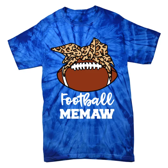 Football Memaw Funny Football Player Leopard Memaw Gift Tie-Dye T-Shirt