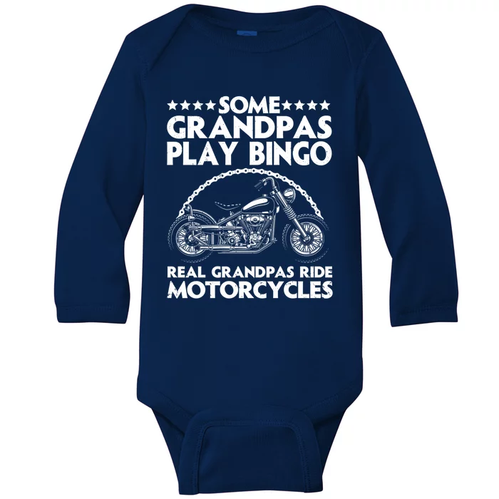 Funny Motorcycle For Grandpa Dad Motorcycle Lovers Riders Gift Baby Long Sleeve Bodysuit