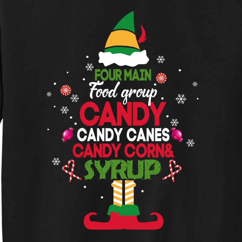 Four Main Food Groups Elf Christmas Pajama Xmas Sweatshirt