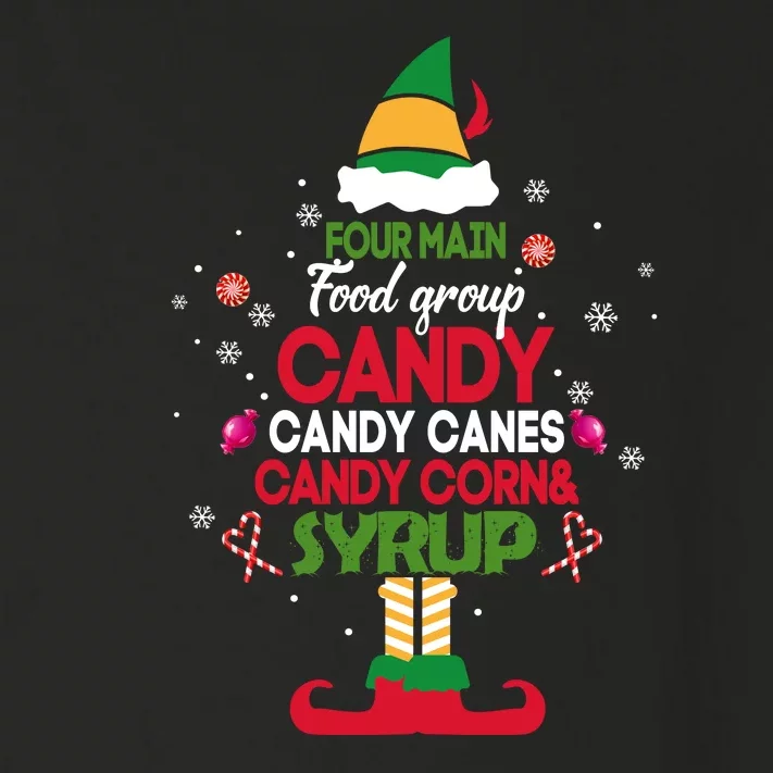 Four Main Food Groups Elf Christmas Pajama Xmas Toddler Long Sleeve Shirt