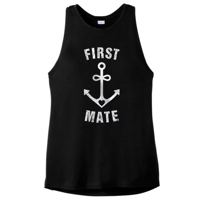 First Mate Funny Anchor Sailing Ship Cruise Ladies Tri-Blend Wicking Tank