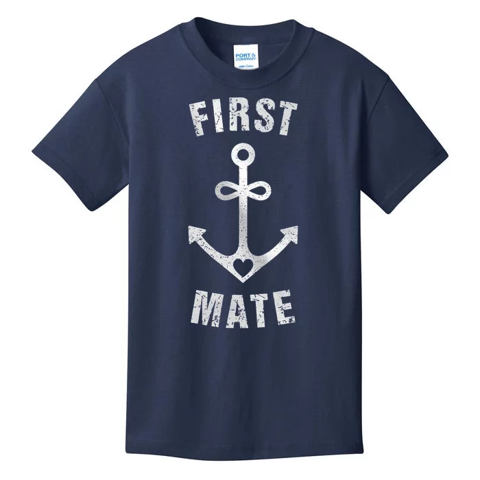 First Mate Funny Anchor Sailing Ship Cruise Kids T-Shirt