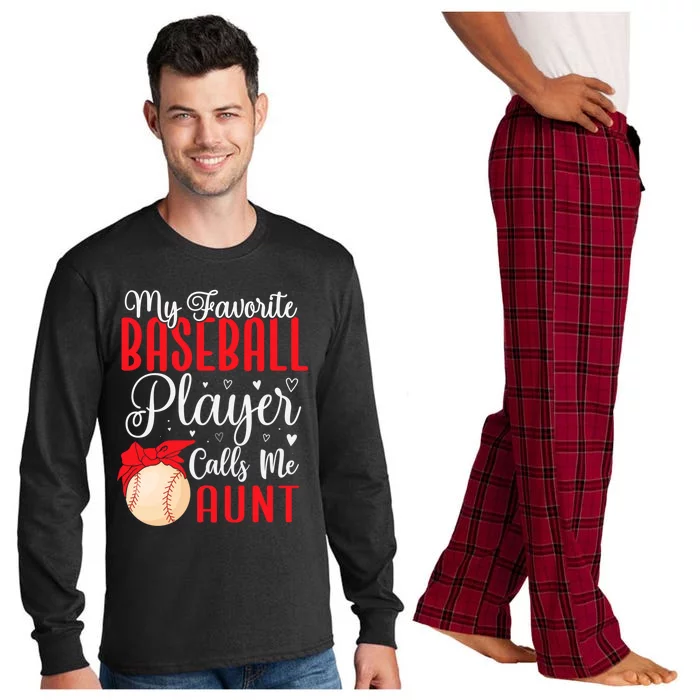 Funny My Favorite Baseball Player Calls Me Aunt Cute Gift Long Sleeve Pajama Set