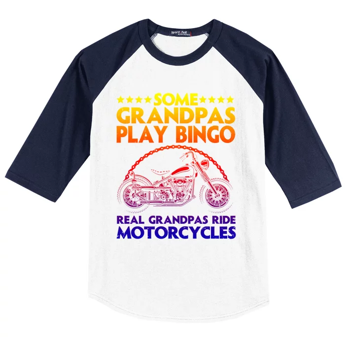 Funny Motorcycle For Grandpa Dad Motorcycle Lovers Riders Gift Baseball Sleeve Shirt