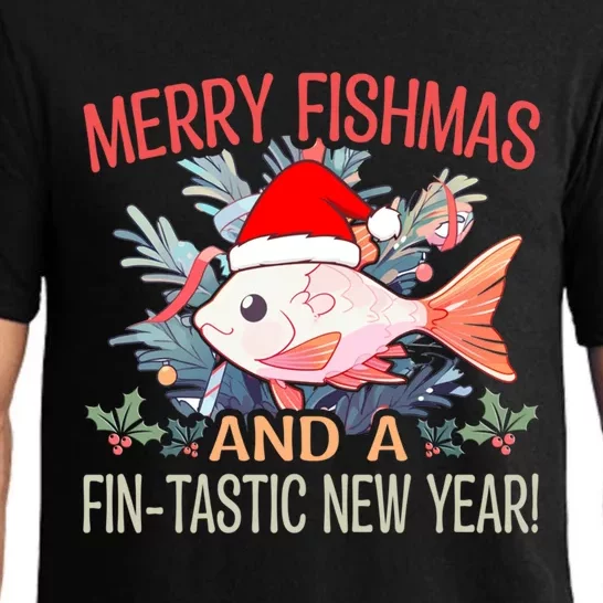 Fishing Merry Fishmas And A Fintastic New Year Cool Gift Pajama Set