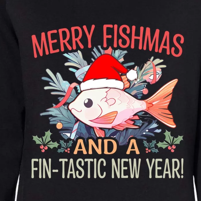 Fishing Merry Fishmas And A Fintastic New Year Cool Gift Womens California Wash Sweatshirt