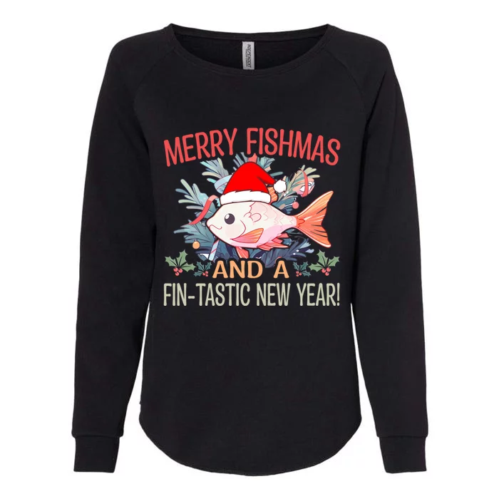 Fishing Merry Fishmas And A Fintastic New Year Cool Gift Womens California Wash Sweatshirt