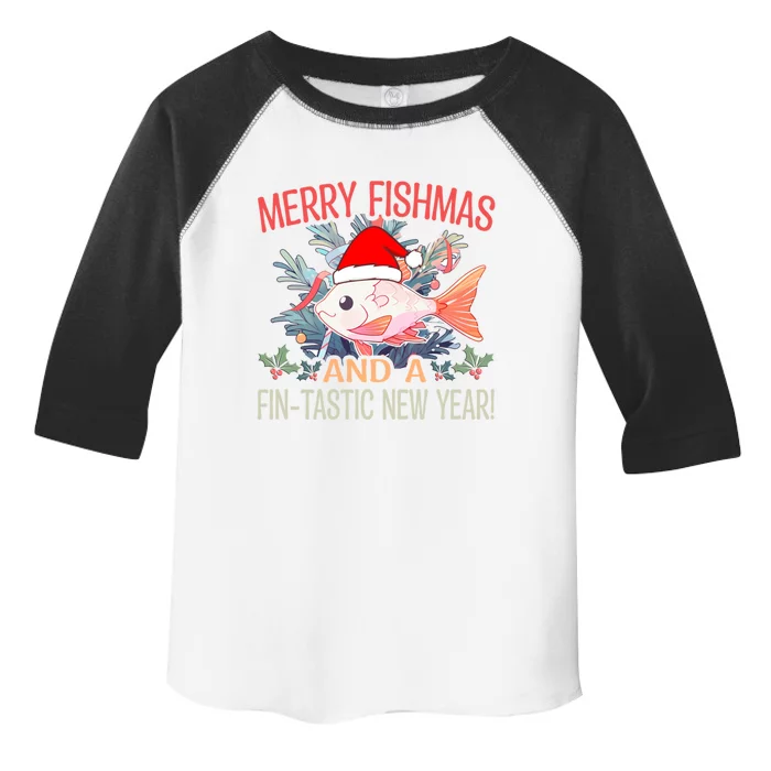 Fishing Merry Fishmas And A Fintastic New Year Cool Gift Toddler Fine Jersey T-Shirt