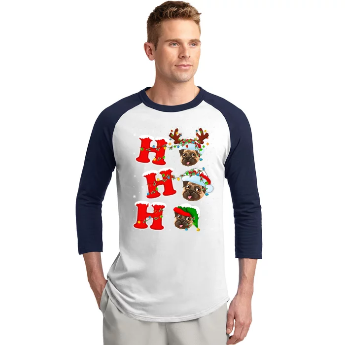 Funny Matching Family Santa Ho Ho Ho Pug Christmas Gift Baseball Sleeve Shirt