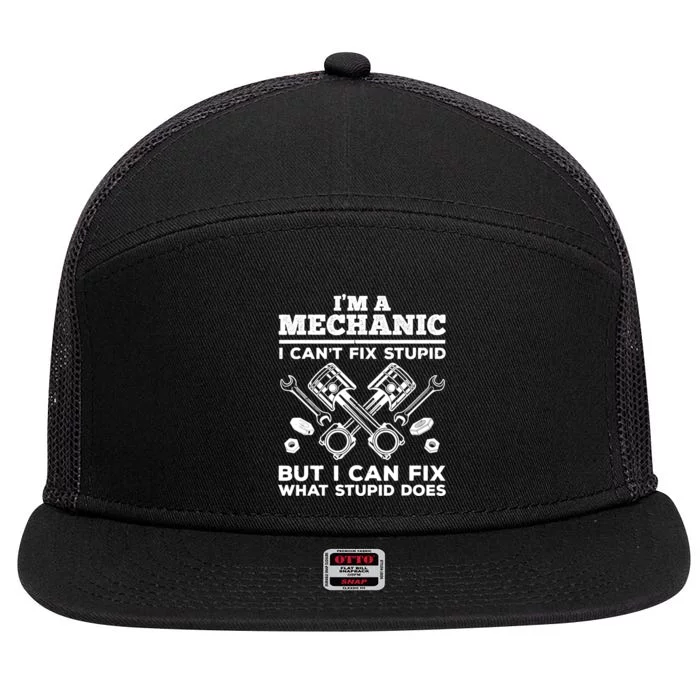 Funny Mechanic For Dad Car Auto Diesel Automobile Garage 7 Panel Mesh Trucker Snapback Hat