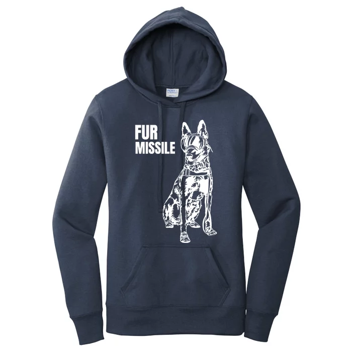 Fur Missile Funny Beligian Malinois Dog Women's Pullover Hoodie