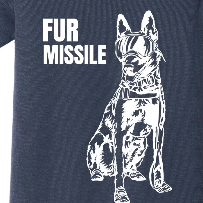 Fur Missile Funny Beligian Malinois Dog Baby Bodysuit