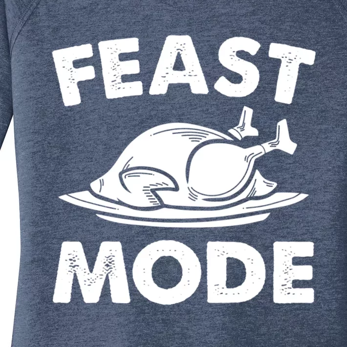 Feast Mode Funny Thanksgiving Turkey Foodie Autumn Gift Women's Perfect Tri Tunic Long Sleeve Shirt