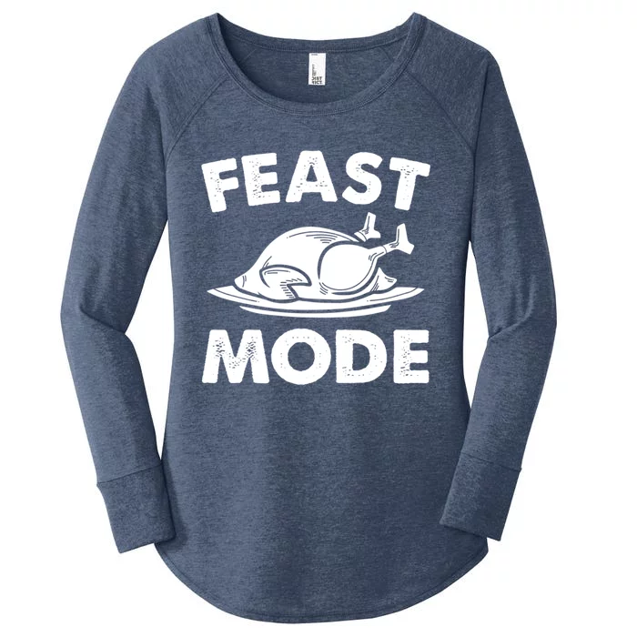 Feast Mode Funny Thanksgiving Turkey Foodie Autumn Gift Women's Perfect Tri Tunic Long Sleeve Shirt