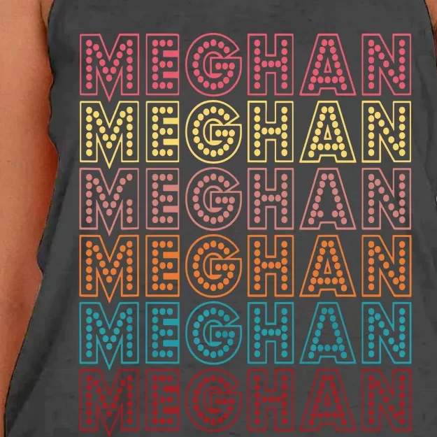 Funny Meghan First Name Meghan Retro Women's Knotted Racerback Tank