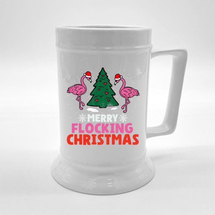 Flamingo Merry Flocking Christmas Funny Xmas Gift Front & Back Beer Stein