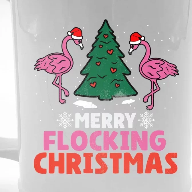 Flamingo Merry Flocking Christmas Funny Xmas Gift Front & Back Beer Stein