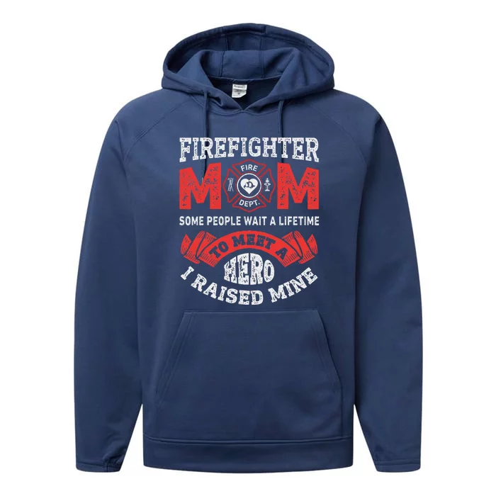 Firefighter Mom Firewoman Proud Moms Mother's Day Vintage Performance Fleece Hoodie