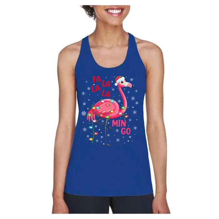 Family Matching Funny Fa La La La Mingo Flamingo Christmas Gift Women's Racerback Tank