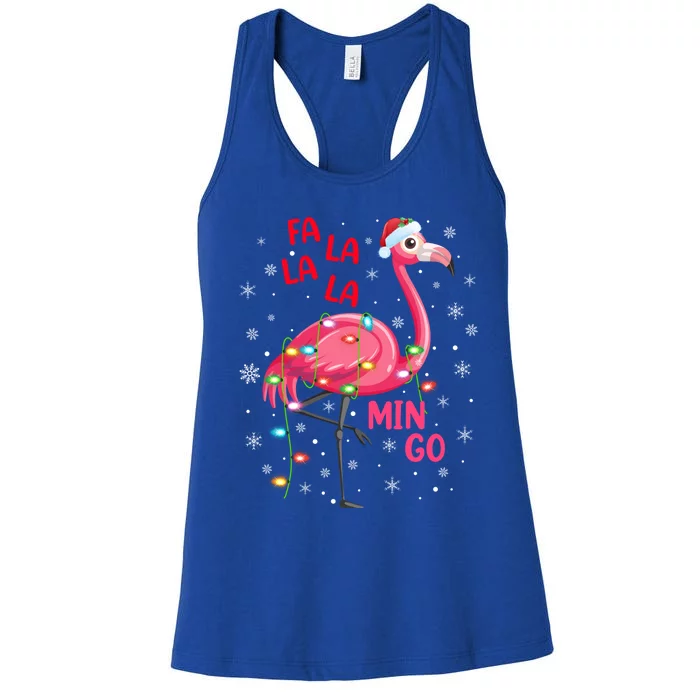 Family Matching Funny Fa La La La Mingo Flamingo Christmas Gift Women's Racerback Tank