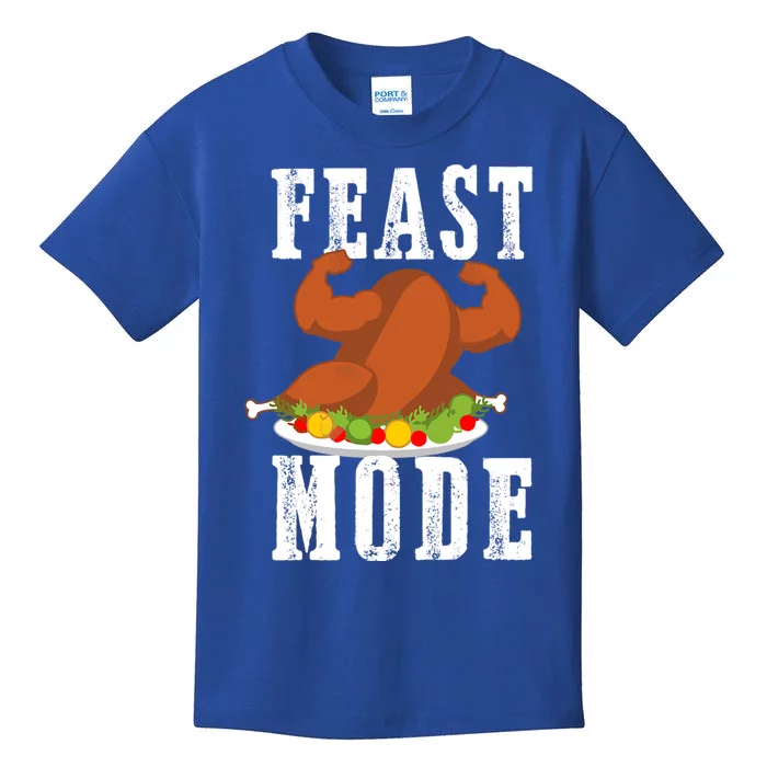 Feast Mode Funny Turkey Muscle Flex Thanksgiving Gift Kids T-Shirt