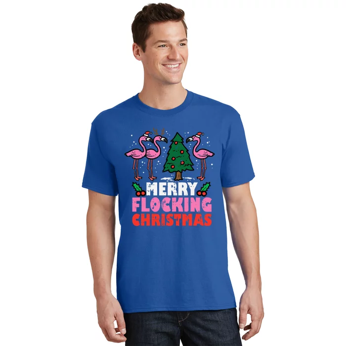 Flamingo Merry Flocking Christmas Funny Xmas T-Shirt