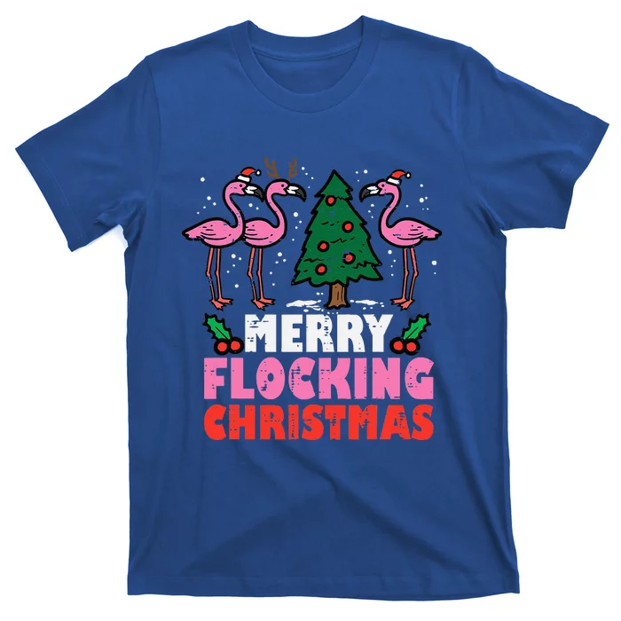 Flamingo Merry Flocking Christmas Funny Xmas T-Shirt