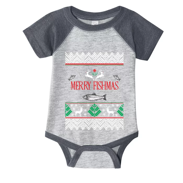 Funny Merry Fishmas Bass Fish Apparel Infant Baby Jersey Bodysuit