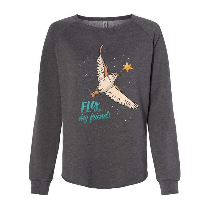 Fly My Friends Bird Star Womens California Wash Sweatshirt