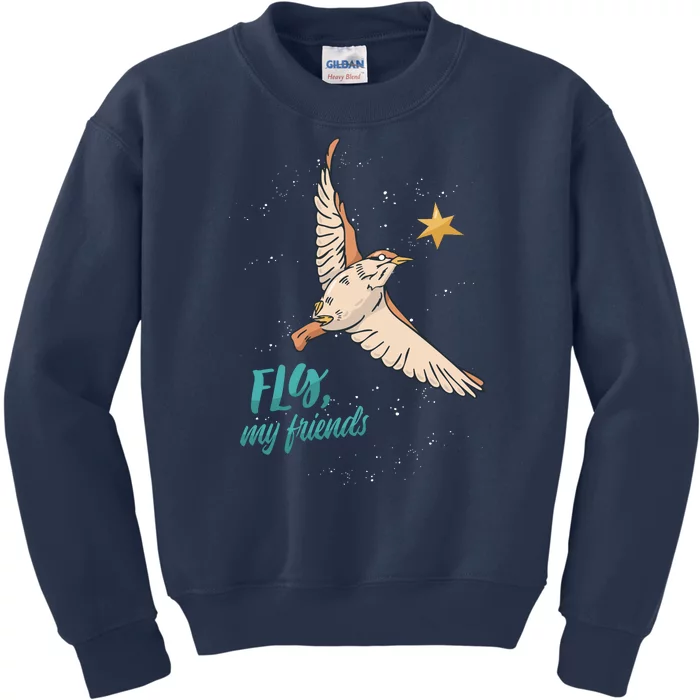 Fly My Friends Bird Star Kids Sweatshirt