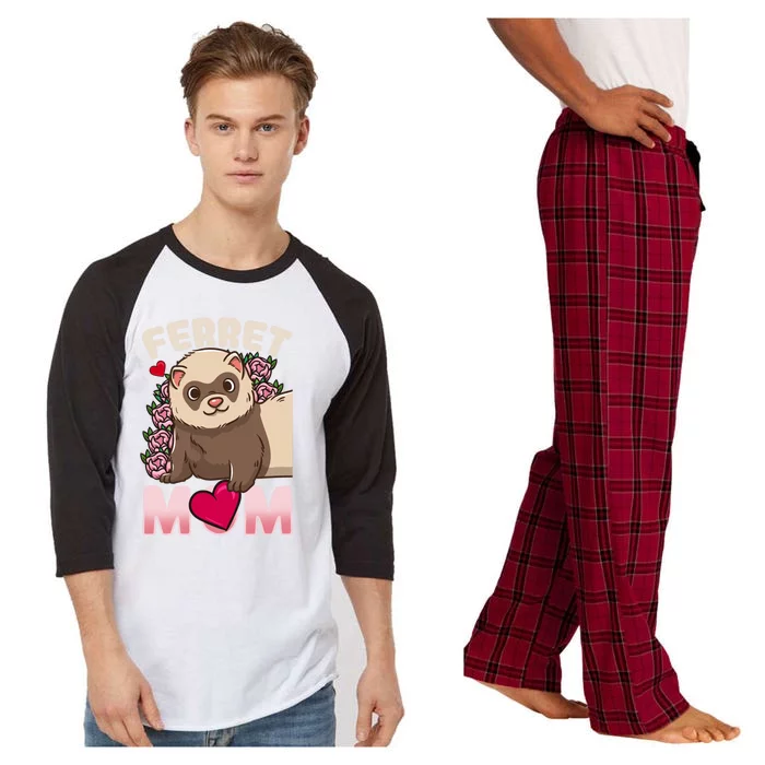 Ferret Mom Funny Gift For Ferret Lovers And Owners Gift Raglan Sleeve Pajama Set