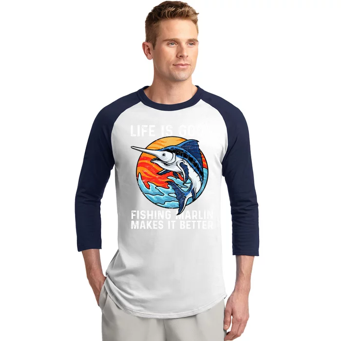 Freshwater Marlin Fish Marlin Fishing Gifts Baseball Sleeve Shirt