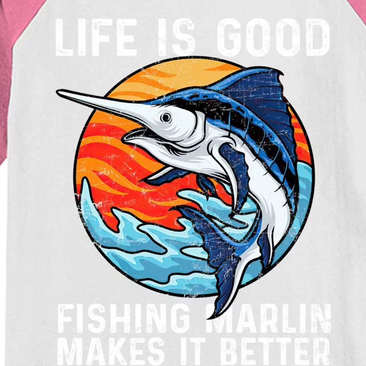 Freshwater Marlin Fish Marlin Fishing Gifts Kids Colorblock Raglan Jersey