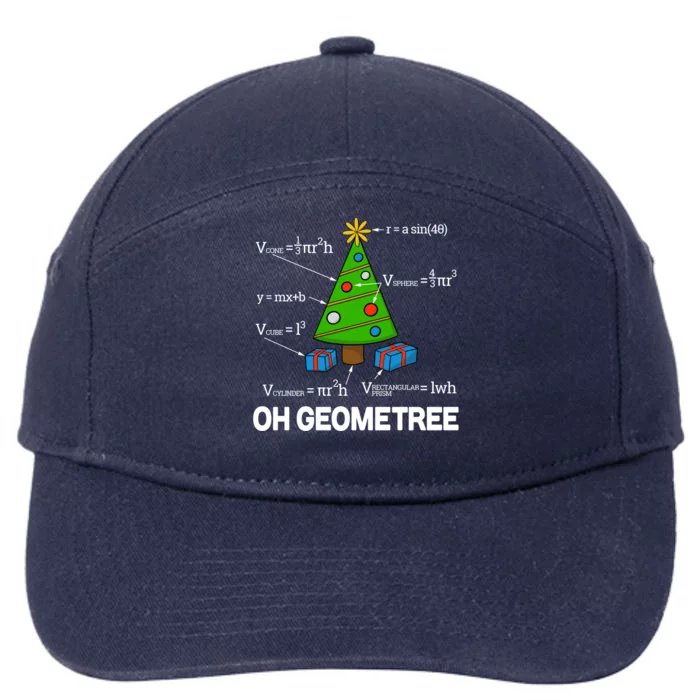 Funny Math Geometry Christmas Tree Pun Teacher Cute Gift 7-Panel Snapback Hat