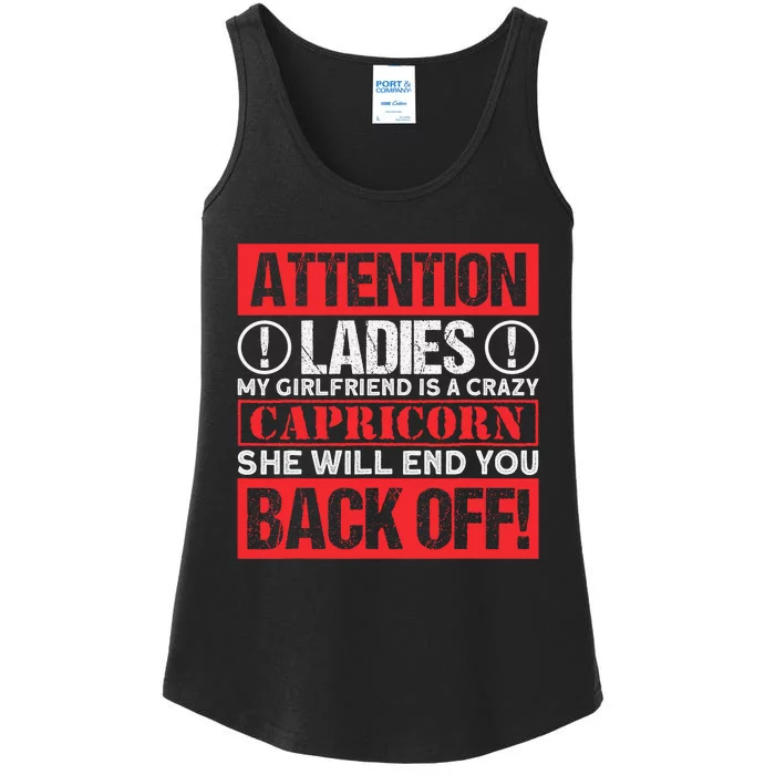 Funny My Girlfriend Is A Crazy Capricorn Astrology Ladies Essential Tank