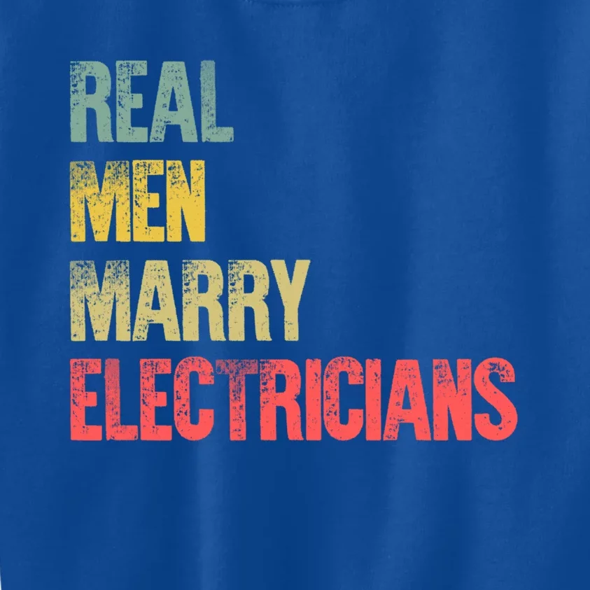 Funny Marriage Gift Real Marry Electricians Groom Cool Gift Kids Sweatshirt