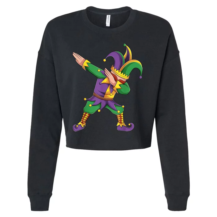 Funny Mardi Gras Outfit Dabbing Jester New Orleans Boys Cropped Pullover Crew