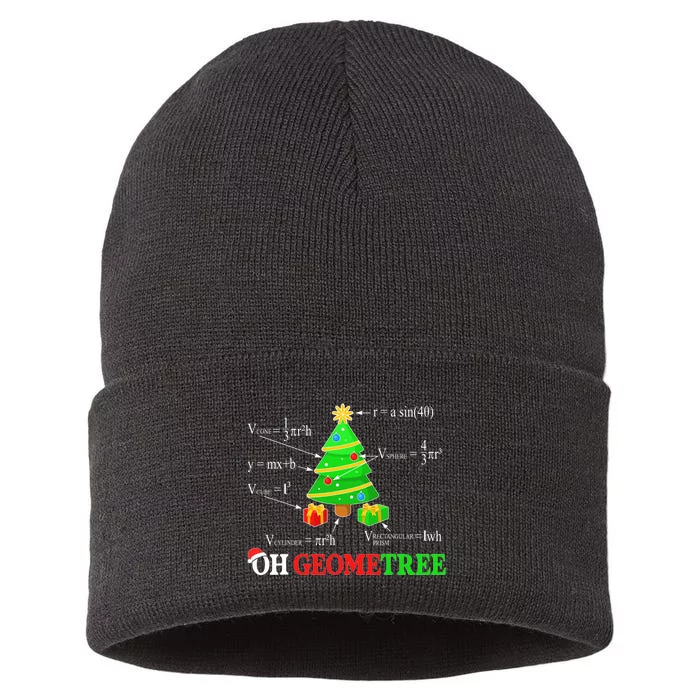 Funny Math Geometry Christmas Tree Geometree Math Teacher Sustainable Knit Beanie