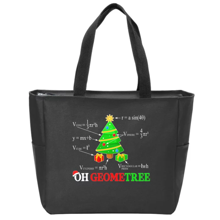 Funny Math Geometry Christmas Tree Geometree Math Teacher Zip Tote Bag