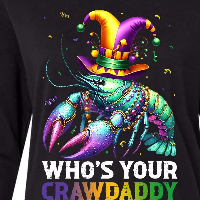 Funny Mardi Gras Whos Your Crawdaddy Crawfish Jester Beads Womens Cotton Relaxed Long Sleeve T-Shirt